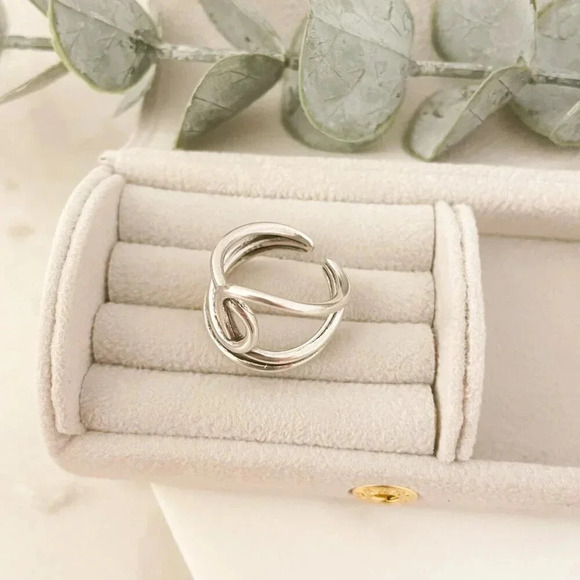 925 Sterling Silver Big Knot Statement Ring Dainty Adjustable Ring Twist Ring - Picture 9 of 10